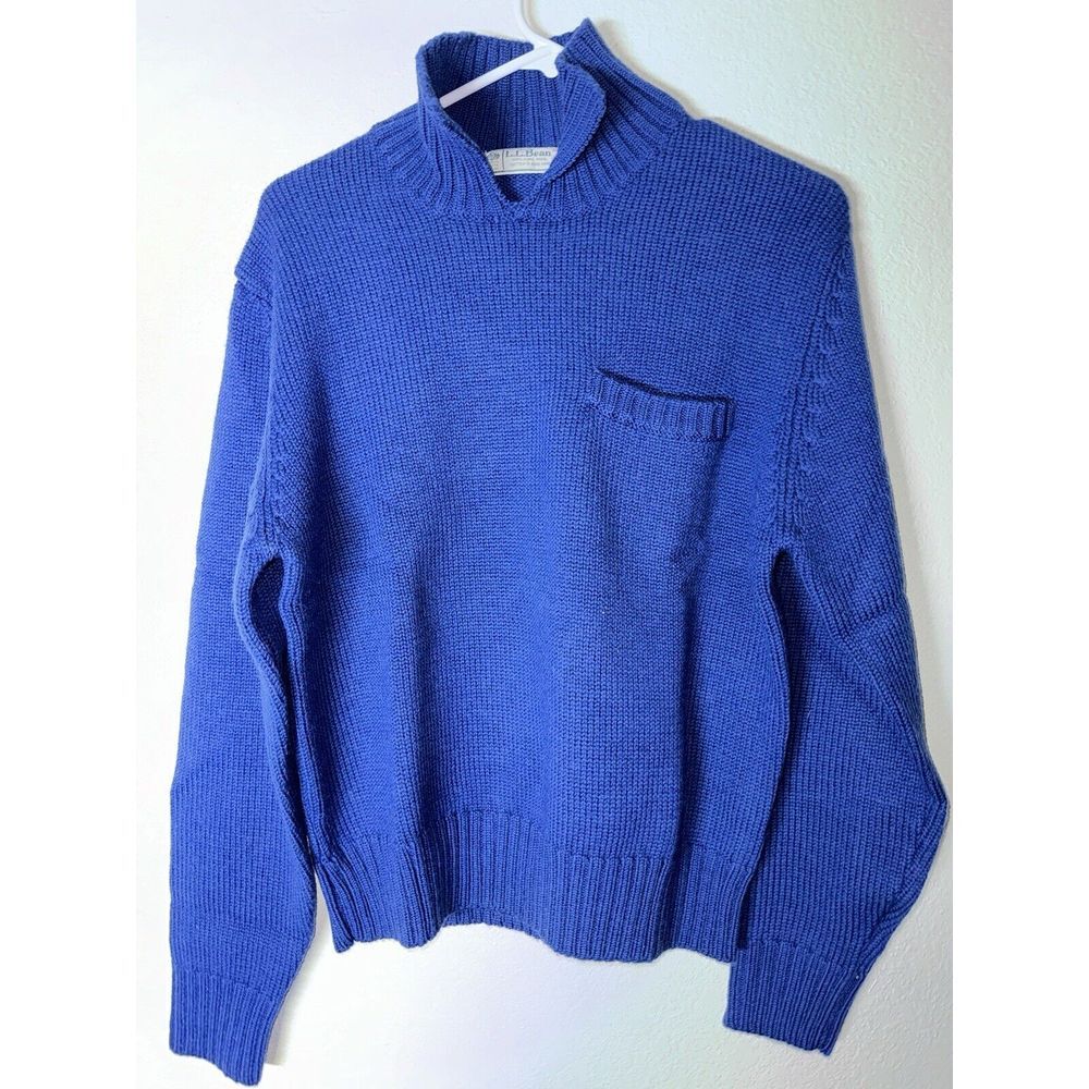 LL Bean Wool Crew Neck Sweater Women's  XL Extra Large  Blue Turtle Neck
